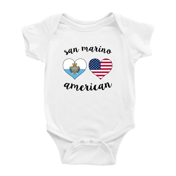 San Marino American Flag Two Hearts Baby Bodysuits Newborn Clothes (White, 12-18 Months)
