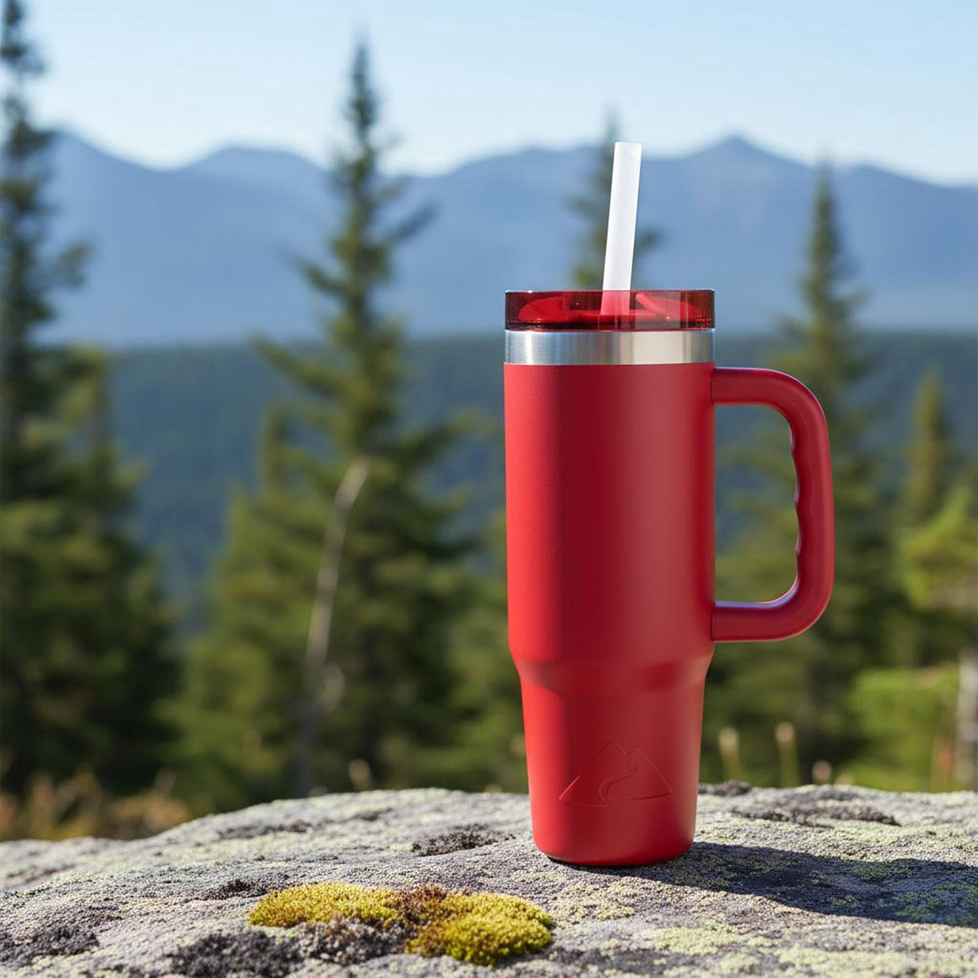 Ozark Trail 30 oz Stainless Steel Insulated Tailgating Tumbler with Handle, Dark Red