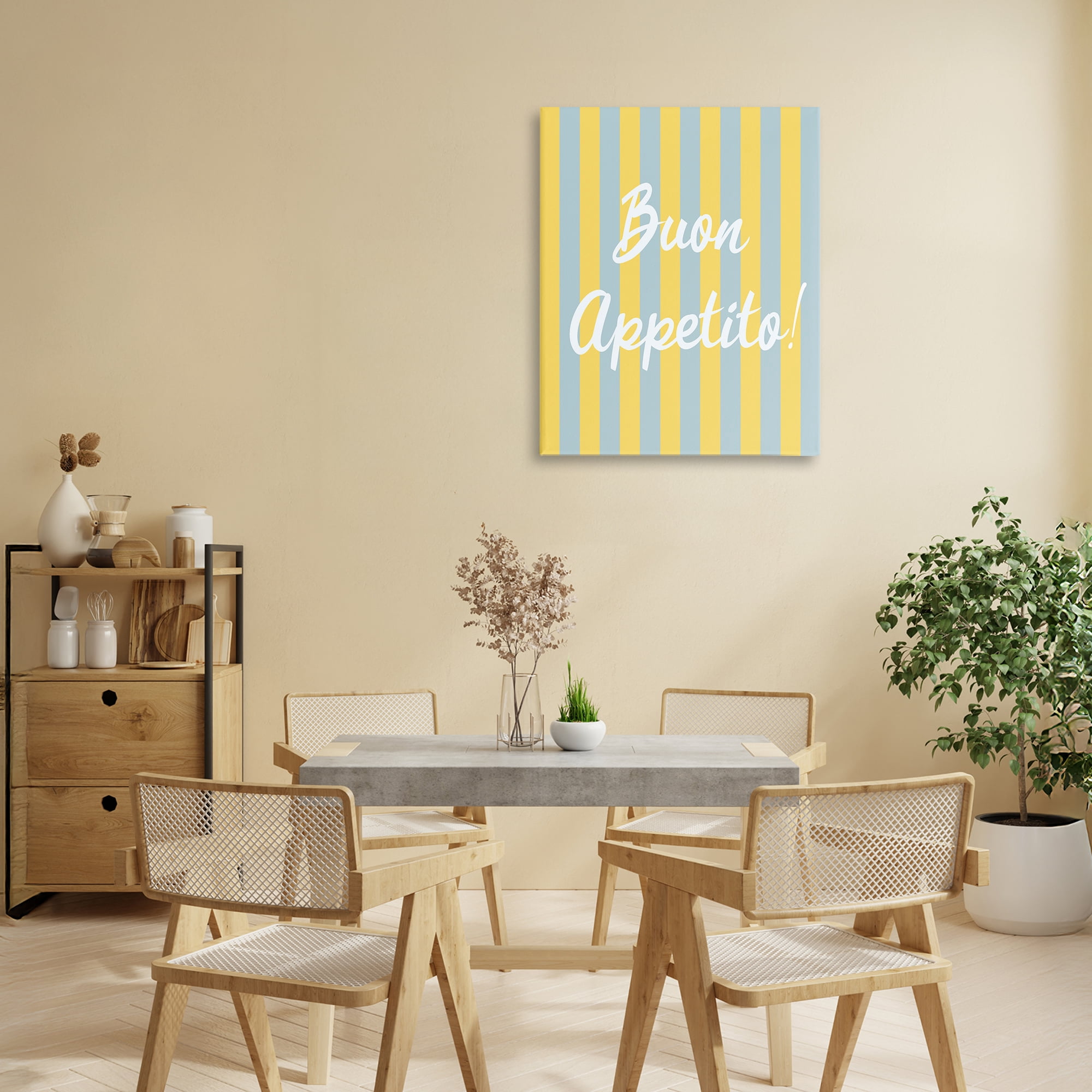 Stupell Industries Buon Appetito Blue Yellow Stripes Canvas Wall Art, design by SD Graphics Studio