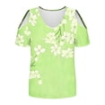 thumbnail image 6 of Cleaning Cold Shoulder Tunic Tops for Women Color Block T-Shirts V Neck Tees Shirt Short Sleeve Tops Formal Trendy Tunic Blouses Dressy Work Office Bussiness Clothes Summer Costume, 6 of 7