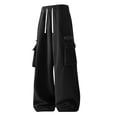 thumbnail image 2 of Men's Wide Leg Cargo Pants - Winter Warm Fleece Lined Outdoor Casual Hiking Sweatpants with Multi-Pockets, 2 of 9