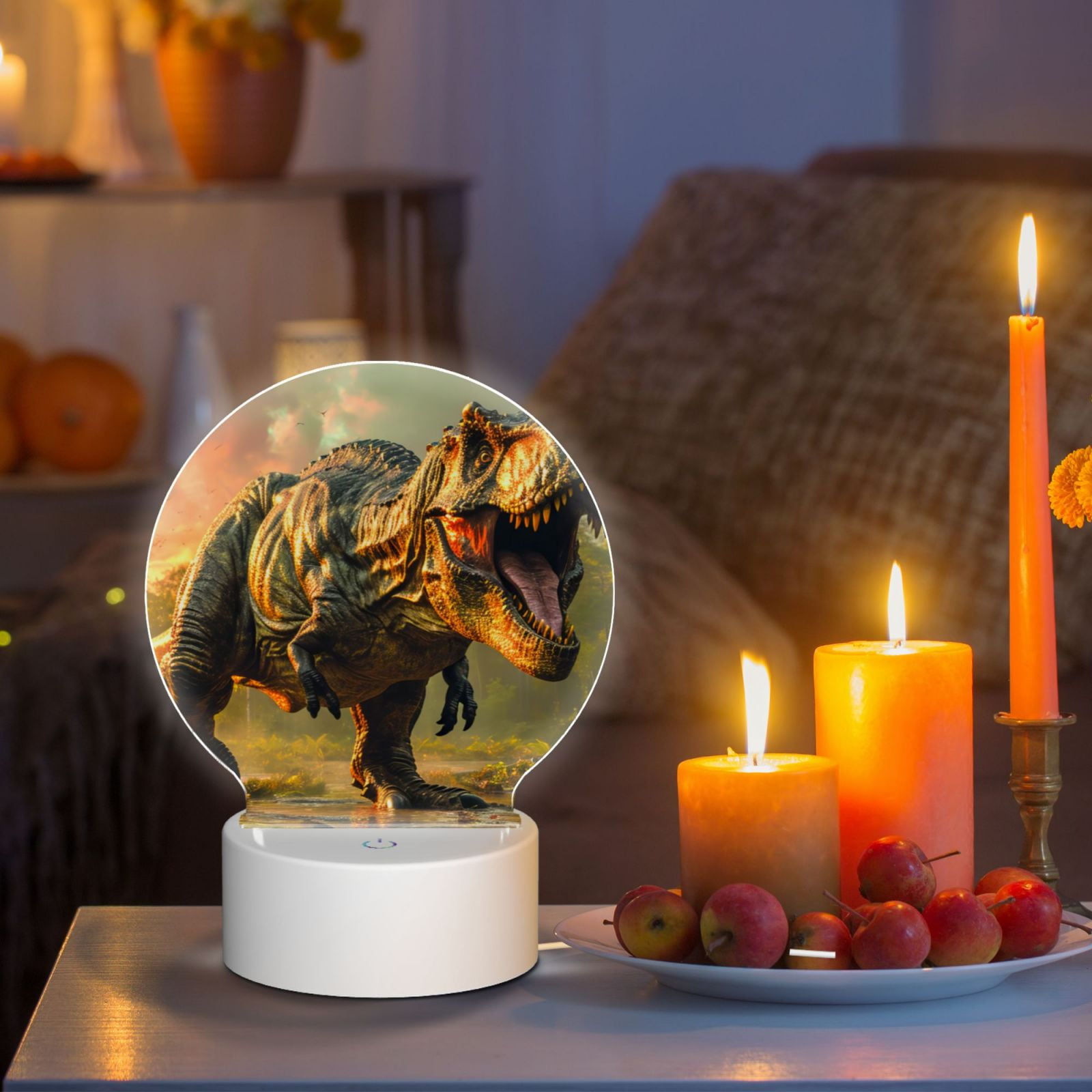 Naloa Realistic Style Forest Dinosaur Acrylic LED Night Light Custom LED Lights Personalized Nightlight Customized Gifts for Family Couples Friends