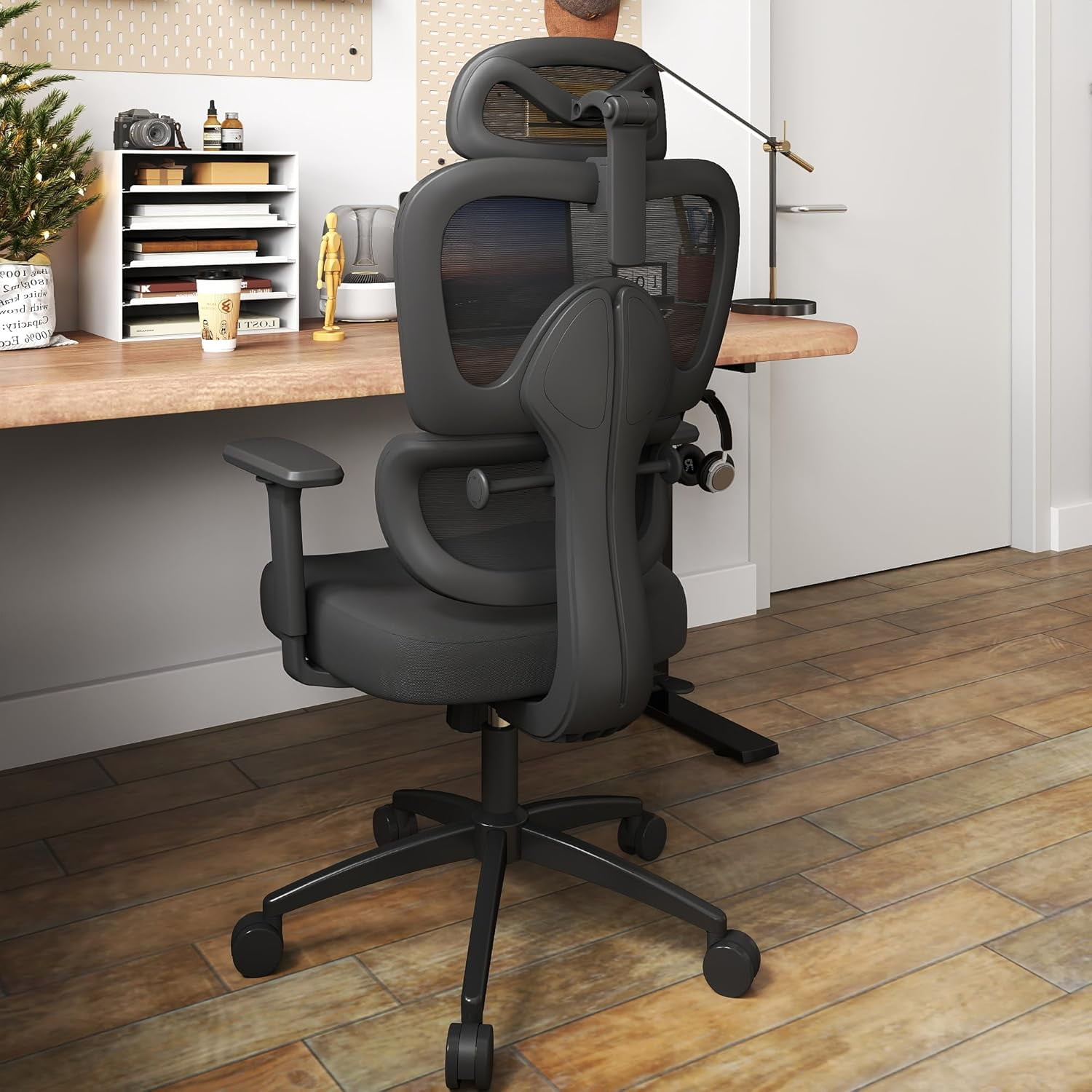 Ergonomic Office Desk Chair, High Back Gaming Chair with Lumbar Support  Mesh Adjustable Armrests Black