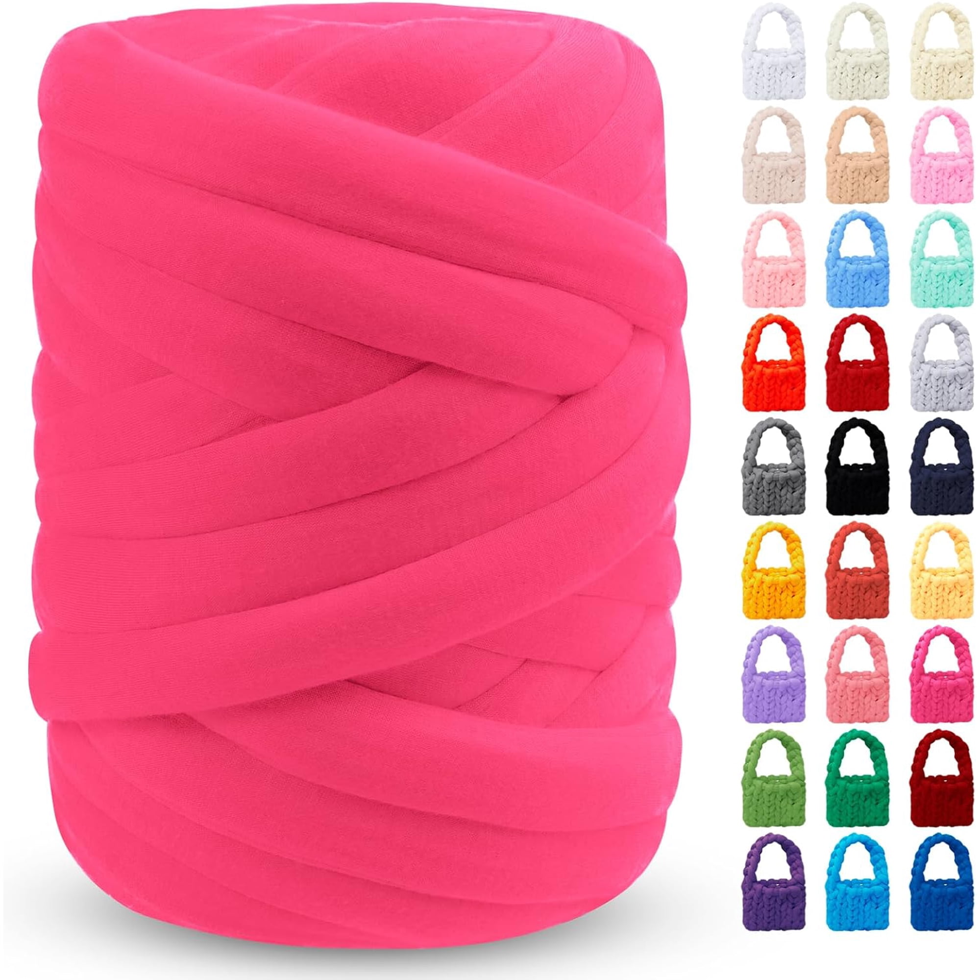 Peach Pink Chunky Yarn for Hand Knitting Soft Jumbo Arm Thick Blanket Cotton Tube Handbags Blankets Pillows Pet Bed Rugs DIY Crafts (1.1lbs/17.6oz/26yards) 1.1lbs