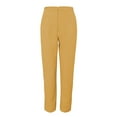 thumbnail image 2 of Women's Elastic High Waist Cropped Work Pants with Pockets, Professional Office Trousers with Hidden Zipper, Comfortable Suit Pants for Casual Wear, Business Attire, and Multiple Occasions Yellow L, 2 of 5