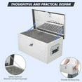 thumbnail image 3 of 20 Inch Heavy Duty Aluminum Diamond Plate Tool Box Pick Up Truck Bed RV Trailer Toolbox Waterproof Square Storage Organizer with Side Handle, Lock and Keys -20"x 12"x 10", 3 of 9