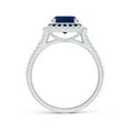 thumbnail image 2 of ANGARA Natural 1 Ct Cushion Sapphire Double Halo Split Shank Two Tone Ring in 14K White Gold for Women (Size-6mm) | September Birthstone, Anniversary, Jewelry Gift for Women | Natural Sapphire Ring, 2 of 9