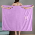 thumbnail image 4 of Toalla de baño envolvente para mujer, envoltura de ducha de microfibra absorbente con bolsillo, cierre ajustable de botón, tela suave y amigable con la piel, múltiples colores, 4 of 6