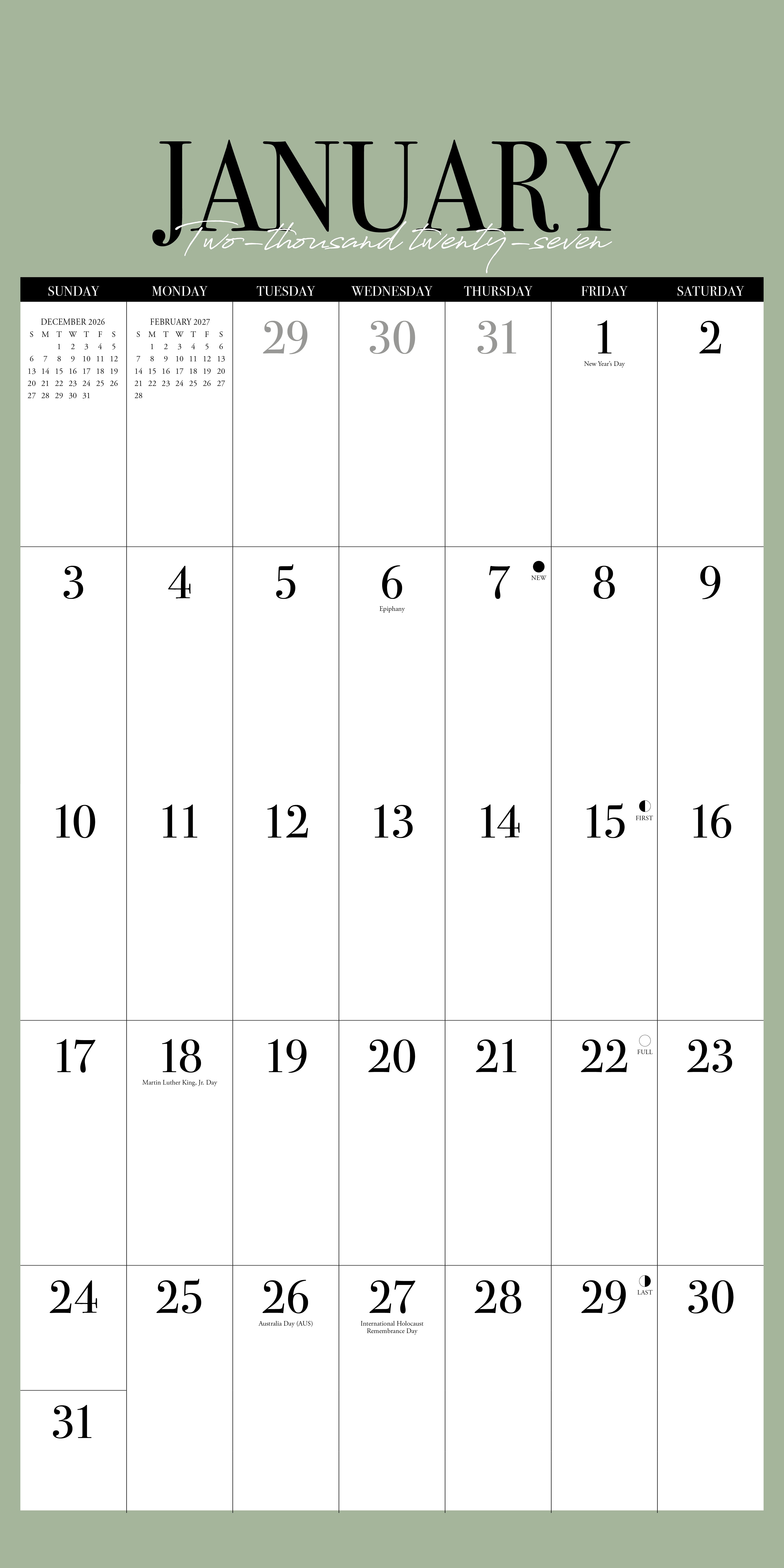 Willow Creek Press, Modern Minimalist 2027 Wall Calendar