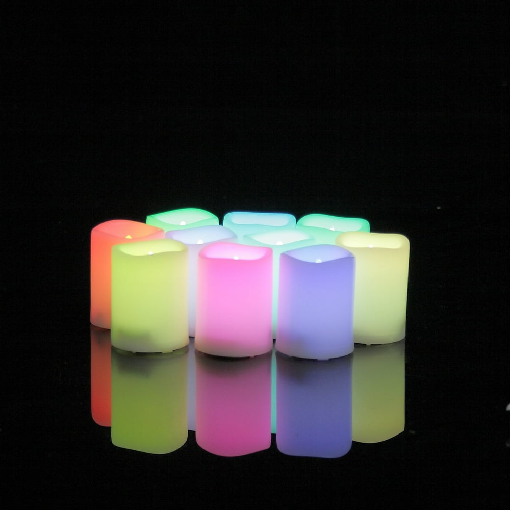 LED Color Changing Flameless Votive Candles with Remote Timer Battery