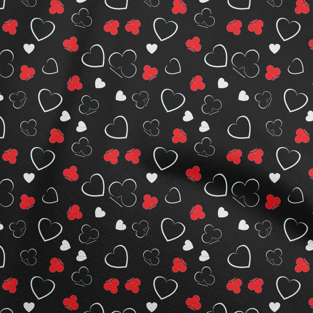 oneOone Georgette Viscose Red Fabric Poker Card Craft Projects Decor Fabric Printed By The Yard 42 Inch Wide