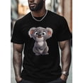 thumbnail image 4 of Cute Koala Men's T Shirts T-Shirt for Men Crew Neck Tees Cotton Tops, Black, S, 4 of 7