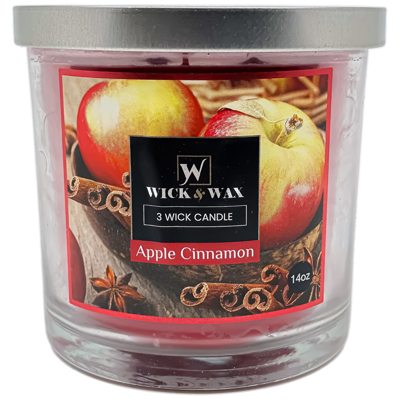 VeZee's 3 Wick 14 oz Apple Cinnamon Scented Jar Candles by Wick & Wax, Lift your spirits with the refreshing, pleasant fragrance:2 Jars