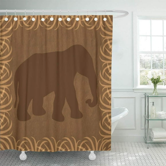 YUSDECOR Safari Elephant Silhouette Grasslands Tall Grass Wild Bathroom Decor Bath Shower Curtain 60x72 inch