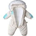 thumbnail image 3 of KAUOD Boys Girls Fuzzy Hooded Snowsuits Winter Padded Overall Ski Suits Toddler New Born Warm Snow Suits Jumpsuits Jackets, 3 of 4