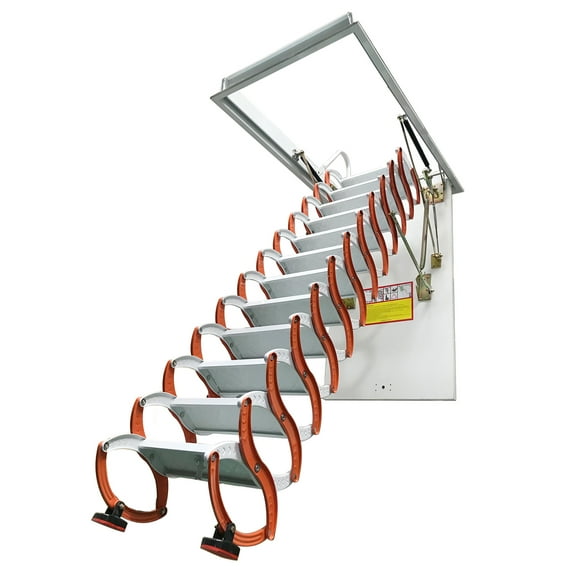 Orange Attic Pull Down Ceiling Ladder Stairs Hidden Folding Ladder 27.56" x 47.24" Carbon Steel