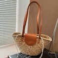 thumbnail image 2 of Bolso Tejido para Mujer Mano Paja Playa Sólido Verano Con Cinta Fiesta, 2 of 9