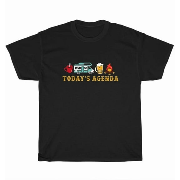 Hot Trending Tee With Today'S Agenda Rv Camp Camping T-Shirt Outdoor Camper Lover Unisex Tee Gift New