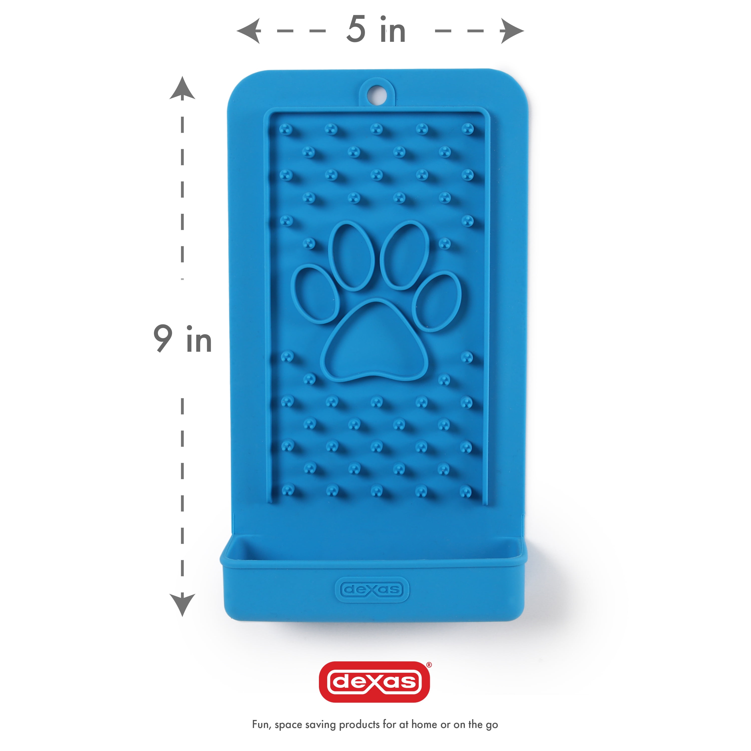 Dexas Snack & Distract, Vertical Slow Feeder Mat for Dogs, 9"x5", Pro Blue