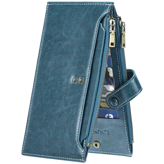 KIVDIT Wallets for Women Genuine Leather Credit Card Holder with RFID Blocking Large Capacity Zipper Pocket