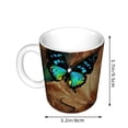 thumbnail image 2 of Yiaed Vintage Butterfly Green Print Ceramics Coffee,Large Handle Design,Extra Large Tea and Coffee Cup for Office and Home Mugs, 2 of 6