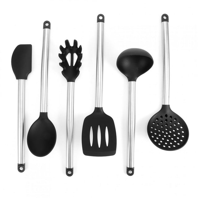 Spatule 6Pcs/Set, Outils de Cuisson Antiadhésifs, Accessoire de Cuisine Noir pour la Maison