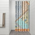 thumbnail image 3 of Small Stall Narrow Shower Curtain 36"W x 72"L – Tropical Bohemian Leaves, Mid-Century Abstract Boho Botanical Bathroom Decor, Vintage Floral Palm Leaf Pattern, Rustic Tribal Folk Style, 3 of 5