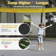 Gymax 15 FT Outdoor Trampoline w/Non-Slip Ladder Enclosure Net & Anti-Rust Coating Yellow & Black
