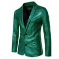 thumbnail image 2 of UVEASISHA Slim Fit Formal Suits for Men Shiny Prom Party Jackets Single Breasted Notch Lapel Stylish Tuxedo Fashion Dinner Suit Jacket,Green,M, 2 of 6