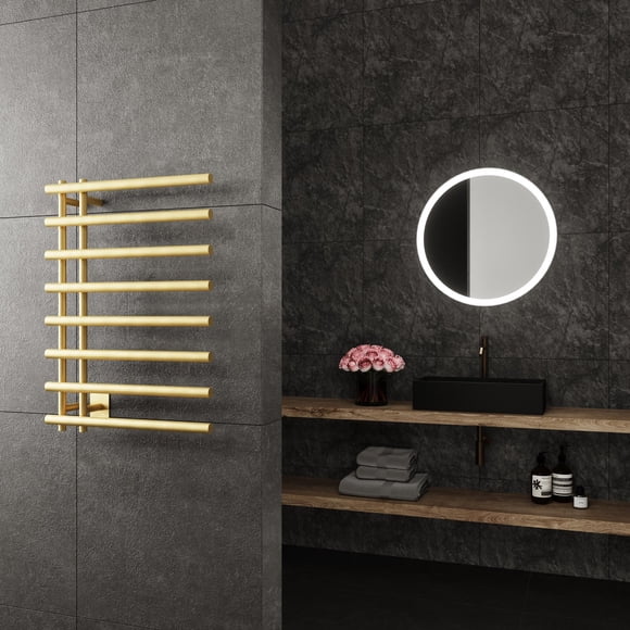 Paris Mirror Leto 8 Bar Towel Warmer Gold