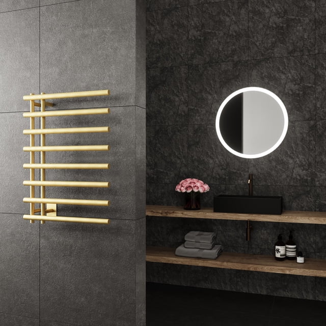 Paris Mirror Leto 8 Bar Towel Warmer Gold