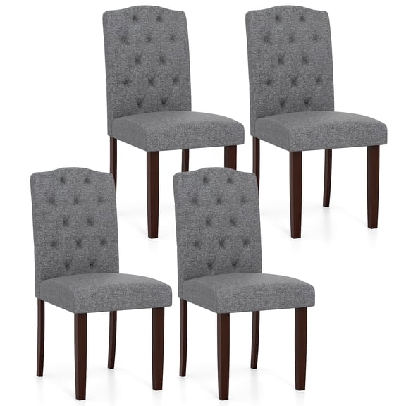 Gymax Wooden Dining Chair Set of 4 Button Tufted Fabric Upholstered Parson Chairs w/ Rubber Wood Legs