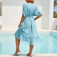 thumbnail image 4 of Women's Swimwear Cover Ups Chiffon Short Sleeve Swimsuit Cardigan Cover up Long Flowy Beachwear Open Front Dresses, 4 of 8