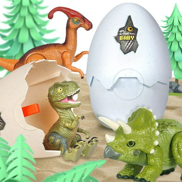 GizmoVine Huevo Sorpresa De Dinosaurio Triceratops Verde: Juguete Desmontable Con Luz Y Sonido, Ideal Para Regalar En Pascua O Cumpleaños A Niños De 2 A 6 Años