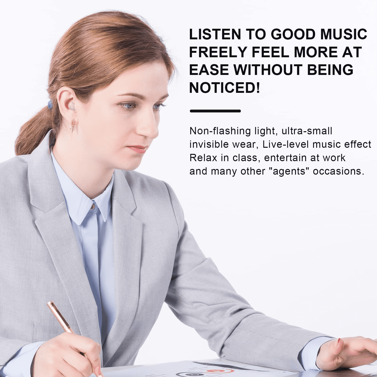 Small Invisible Earbuds Invisible Earbuds Mini Wireless Bluetooth Earpiece Phone Discreet Earbuds for Work Headphones Single Earbud Sport Earpiece with Mic
