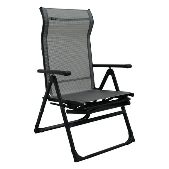 Caravan Sports Ergo Patio Folding Chair Gray, Flip Out Footrest, 300 LBS Weight Capacity, 7 Recline Positions