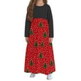 thumbnail image 3 of EGNMCR Longues Robe à Manches à Col Rond pour Filles, Robe de Noël Imprimée à Manches Longues à Col Rond avec Poches, Jupe Longue Décontractée pour Adultes, Robe en polyester pour Fille, 3 of 5