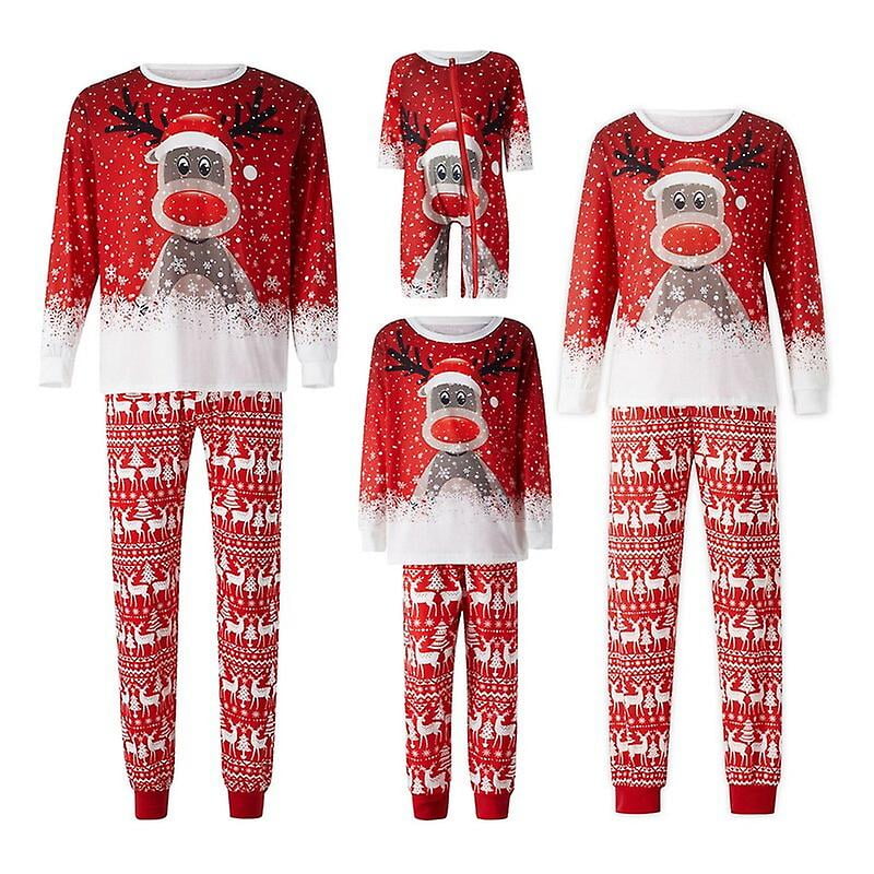 Jhcug 2023 Family Christmas Pajamas Matching Set Xmas Deer Print Pijamas Mother Daughter Father Son Outfit Family Homewear Suit Other