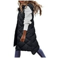 thumbnail image 5 of Lixiuxyad Womens Fall Sweaters Women's Long Winter Coat Vest With Hood Sleeveless Warm Down Coat With Pockets Quilted Vest Down Jacket Quilted Outdoor Jacket, 5 of 6