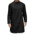thumbnail image 2 of Afdoent Men's Shirts Male Thobe Long Sleeve Casual Shirt Loose Fit Plain Design Comfortable Breathable For Spring Summer Daily Wear Classic Fit Summer Tops, 2 of 8