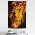 thumbnail image 1 of Marigol Black Tapestry, with a Knight on a Horse Castle Mystic Art Print, Fabric Wall Hanging Decor for Bedroom Living Room Dorm, 5 Sizes, Black and Marigold, by Ambesonne, 1 of 1