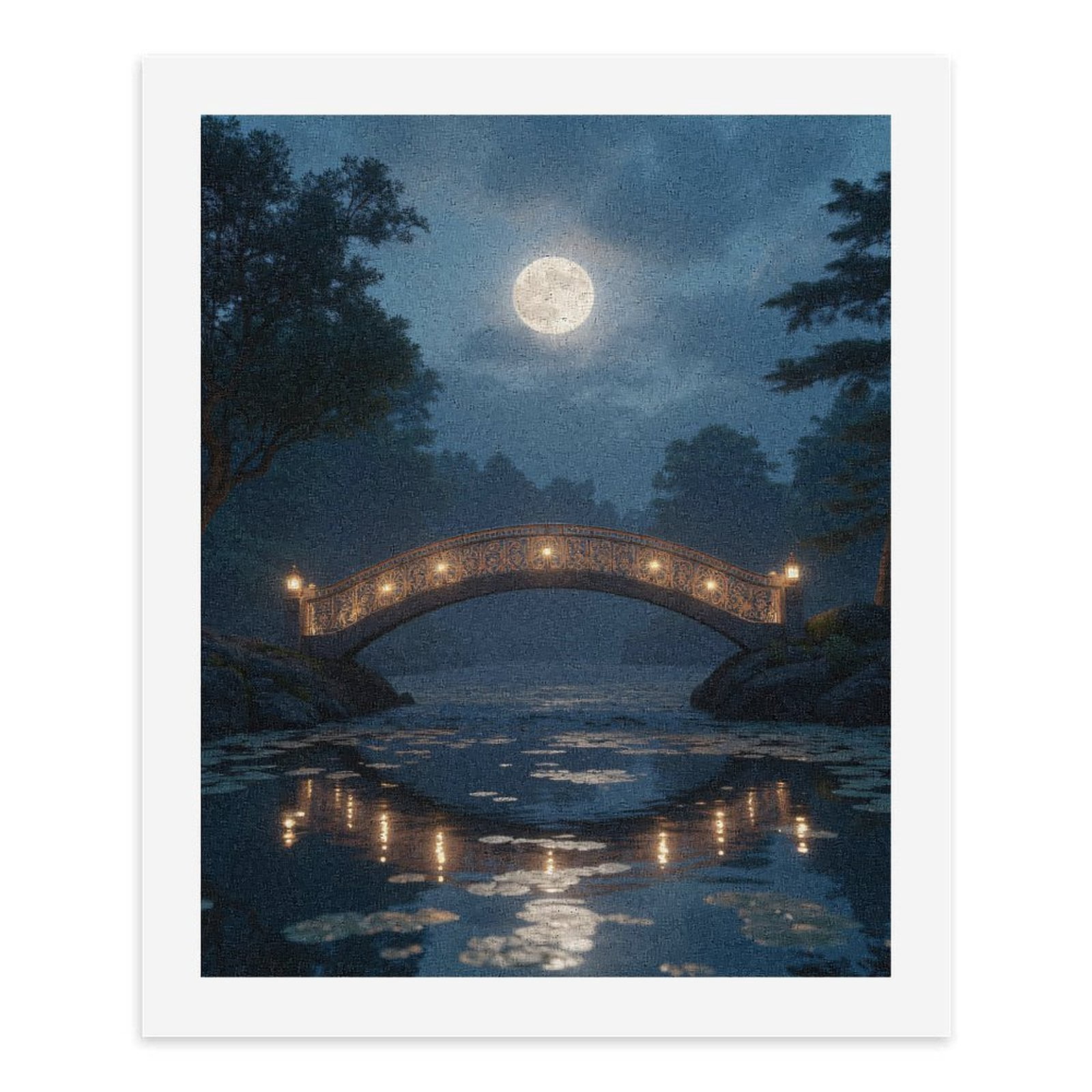 Paint by Numbers Kit for Adults, Moonlit Bridge Reflection Night Scene Paint by Numbers, Easy Paint by Numbers Kit for Adults Beginner, DIY Adult Paint by Number Kits on Canvas, Home Decor
