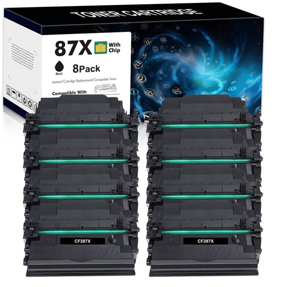 A Aztech Toner Cartridge Replacement for 87X 87A CF287X CF287A for Laserjet Enterprise M506 M506dn M506n Pro M501 M501dn M506 M506x M527 M527dn Printer Ink (Black, 8-Pack)