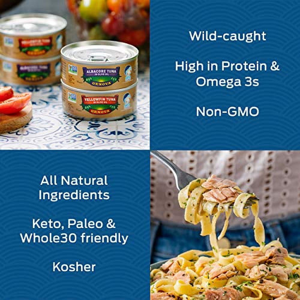 Genova Premium Yellowfin Tuna in Olive Oil, Wild Caught, Solid Light, 5 oz. Can (Pack of 8)
