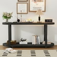 thumbnail image 2 of EUROCO 63" Long Console Table,Narrow Entryway Table Behind Sofa Table with Open Storage Shelves for Hallway,Living Room, Foyer,Black, 2 of 7