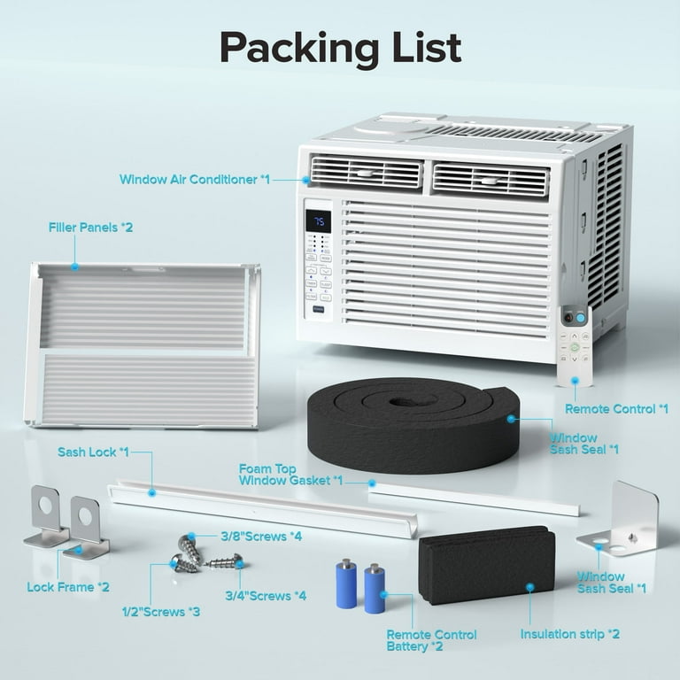 KissAir 6,000 BTU Window Air Conditioner with Remote, 6-in-1 Modes