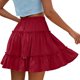 thumbnail image 2 of TaTaai Women's High Waist Mini Skirt Solid Color Linen Feel Ruffle Hem Casual Elastic Waist A-Line Summer Short Skirt Gift, 2 of 5