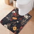thumbnail image 2 of Yayeee Bath Rugs for Bathroom Floor Set of 2 Non Slip Fluffy Soft Absorbent Mat, Black Floral Pattern, 2 of 7