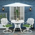 thumbnail image 7 of VIVIJASON 3-Piece Patio Bistro Set, Outdoor All-Weather Cast Aluminum Furniture Dining Set, Include 2 Swivel Rocker Chairs and 35.4" Round Table w/Umbrella Hole for Balcony, Lawn, Garden, White, 7 of 7