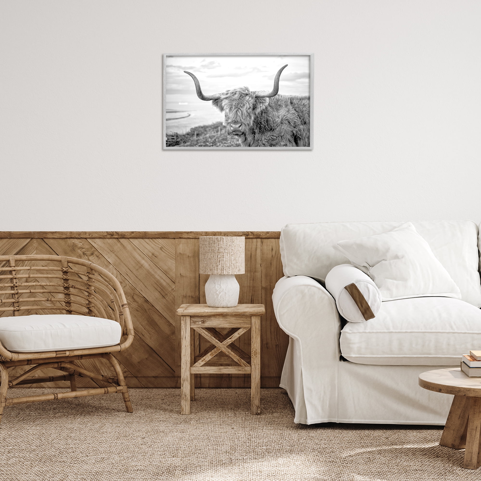 Stupell Industries Traditional Fuzzy Cattle Animals & Insects Photography Gray Framed Art Print Wall Art, 24 x 16